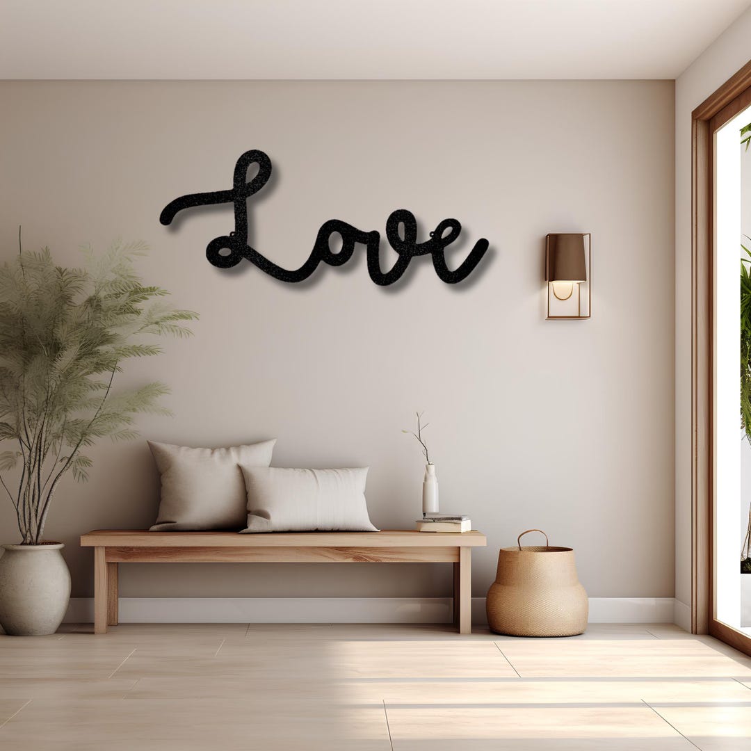 Love Script Metal Sign, Love Word Wall Art, Housewarming Gift, Wedding ...