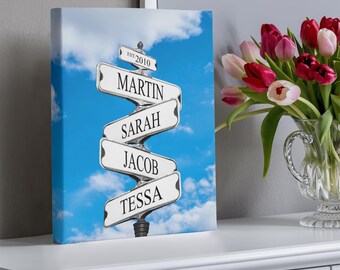 Personalized Family Street Sign Canvas Art, Custom Names Wall Decor