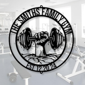 Custom Gym Metal Sign, Personalized Name Plaque, Fitness Training Wall Art, Dad&#39;s Gym Workout Decor, Weight Lifting Room Gift, Man cave Sign