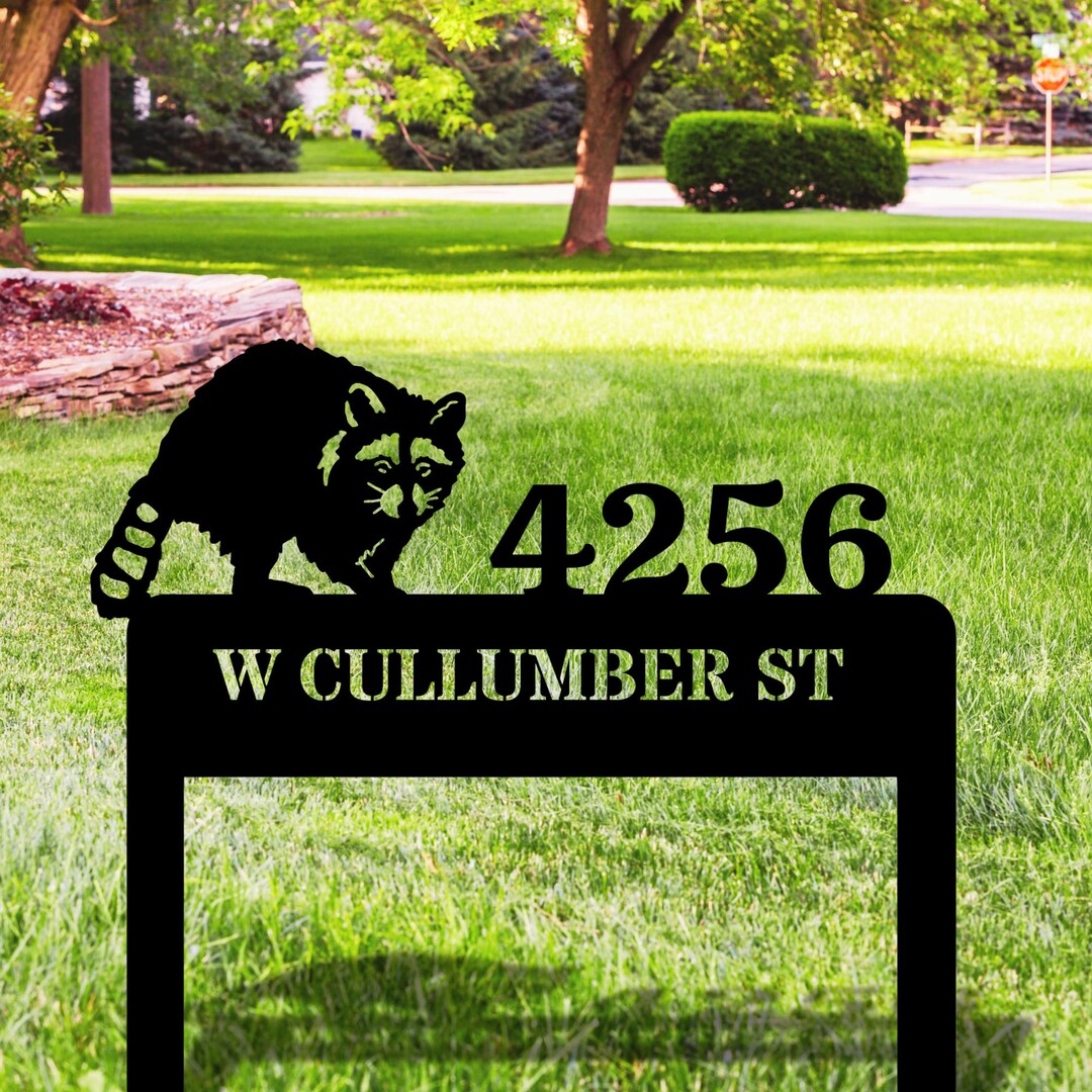 Raccoon Metal Address Stake, Customized Horizontal Address Sign ...