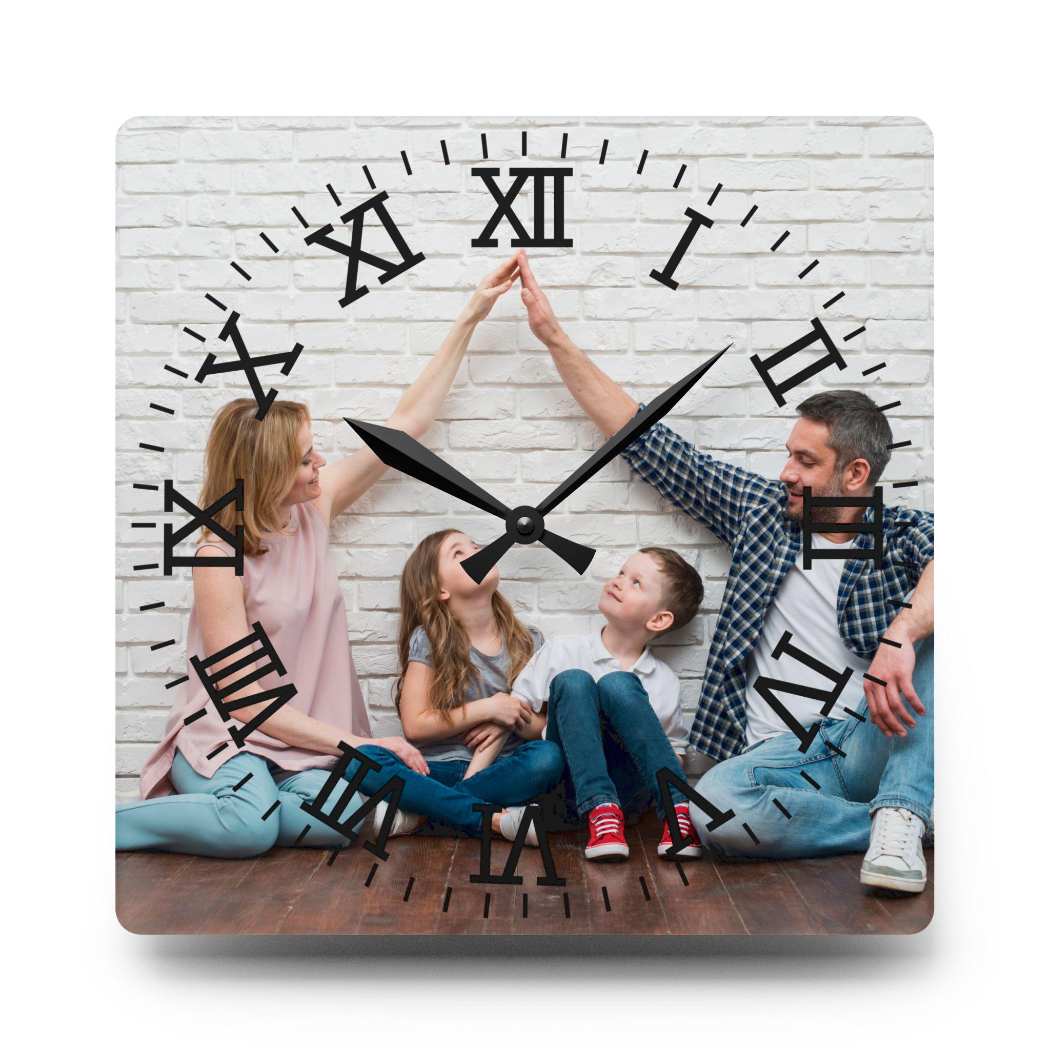 Family Portrait Acrylic Wall Clock, Family Picture Wall Clock, Photo ...