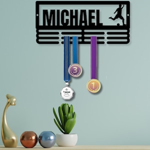 Personalised Soccer Medal Hanger, Soccer Player Gifts, Bedroom Wall Hanging,  Soccer Medal Hanger, Sports Medal Display, Athletic Award Rack