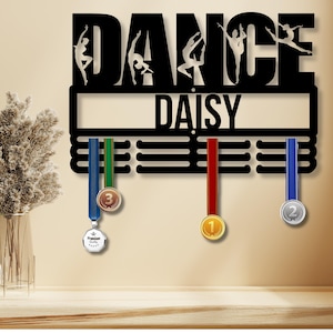 Custom Metal Ballerina Medal Hanger, Personalized Dance Medal Holder, Daughter Birthday Gift, Kids Bedroom Wall Decor Ballet Dancer Wall Art