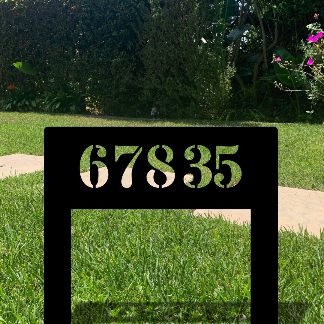Personalized Address Metal Stake, House Number Sign, Custom Yard Sign ...