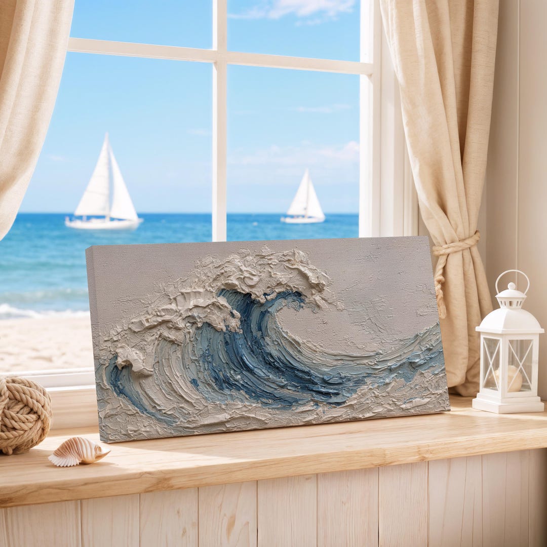 Ocean Waves Canvas Wall Sign, Beach Wall Art, Summer Home Decor ...