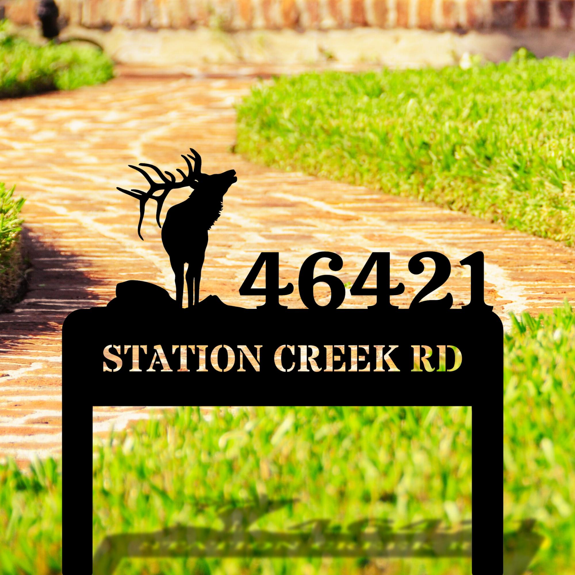 Personalized Elk Address Stake, Metal Address Stake, Horizontal Address ...