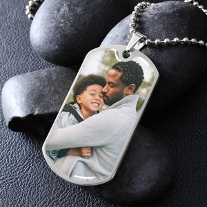 Custom Photo Dog Tag Necklace for Men, Personalized Picture Charm, Anniversary Gift