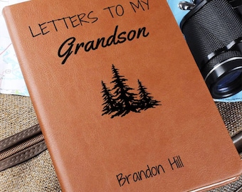To My Grandson Personalized Leather Journal, Letters to my Grandson Journal, Unique Grandson Gifts, Keepsake for Grandkids, Custom Gifts
