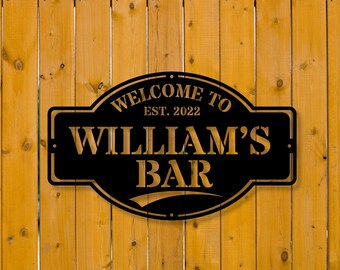 Custom Bar Wall Metal Sign, Personalized Sign, Metal Wall Art, Man Cave Decor, Home Bar Sign, Industrial Art, Pub Wall Art Rustic Decor Sign