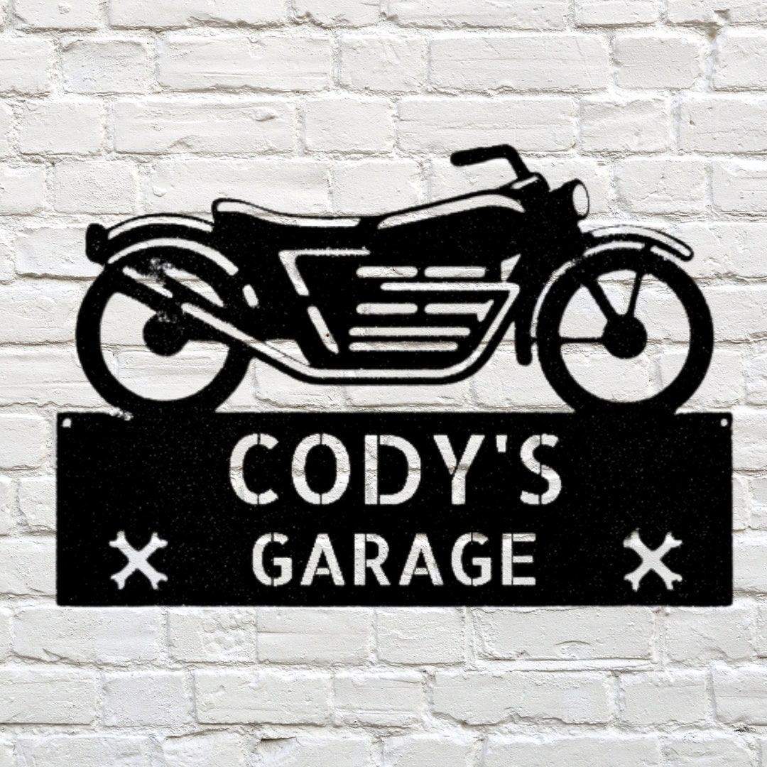 Custom Motorcycle Shop Metal Sign, Garage Sign, Personalized Motorcycle ...