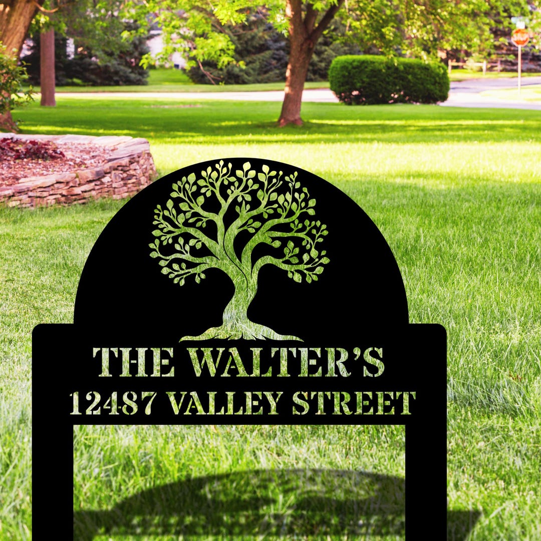 Tree Address Personalized Tree of Life Address Stake Sign, New Home Wedding Gift ...