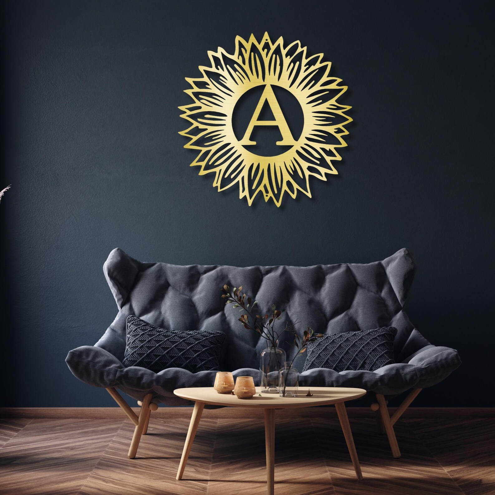 Custom Sunflower Initial Metal Sign, Farmhouse Metal Sign, Country ...