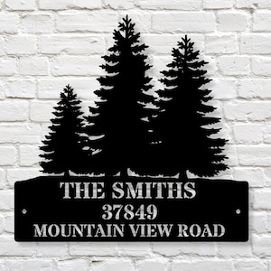 Personalized Forest Address Sign, Home Address Metal Sign, House Number Sign, Custom Street Name Plaque, Front Door Sign, New Home Gift
