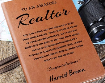 Custom Vegan Leather Realtor Journal, Graduation Gift