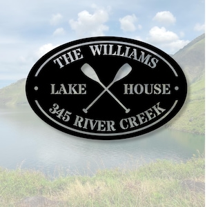 Personalized Lake House Metal Sign, Welcome to Our Lake House Metal Sign, Address Sign, Personalized Outdoor Steel Wall Art, Lake Cabin Sign