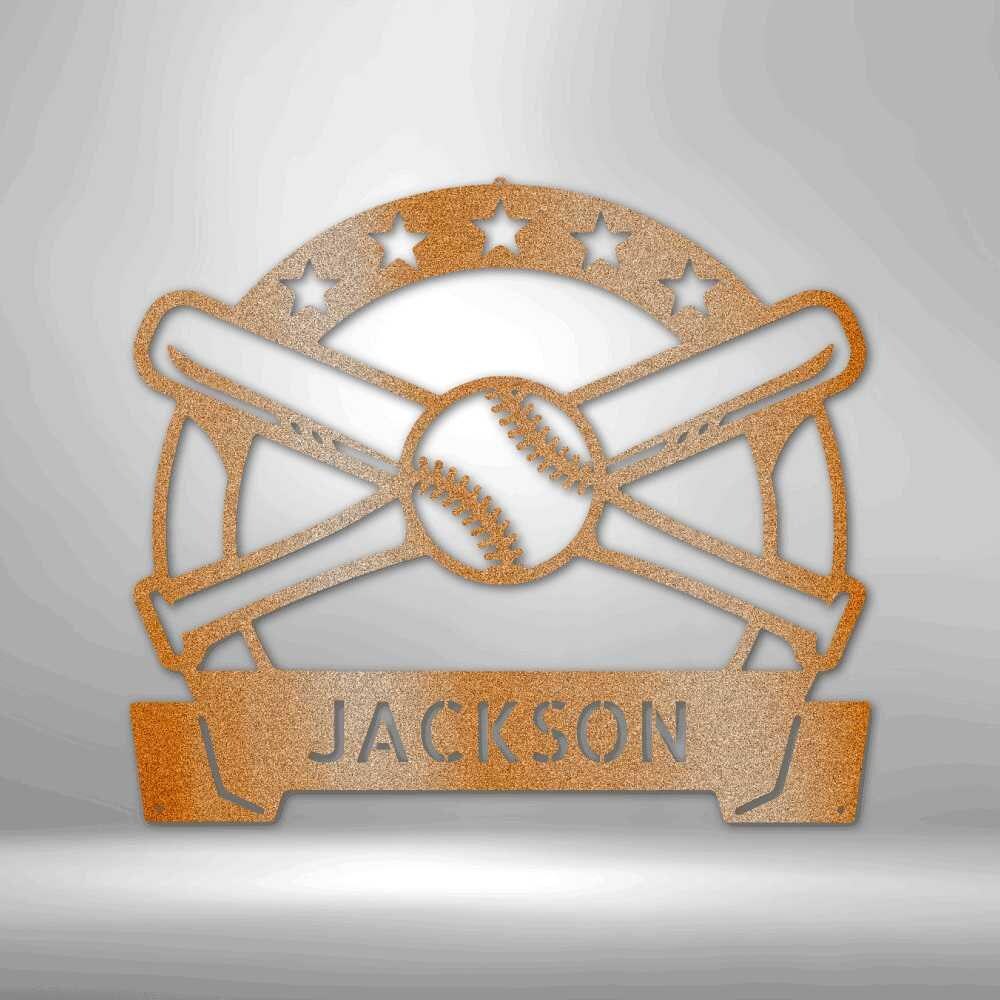 Simple Metal Baseball Sign Personalized Baseball Bat Metal Sign, Customized Kids Name Baseball ...