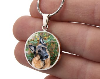 Personalized Pet Memorial Circle Necklace, Custom Photo Sympathy Jewelry