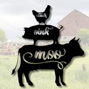 Farm Animals Sign, Metal Cow Pig Chicken Sign, Farm Animal Monogram, Farmer Gift Outdoor Metal Sign, Stacked Farm Animals Sign, Husband Gift