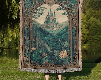 Castle Woven Blanket, Medieval Blanket, Fantasy Throw Blanket, Castle Decor, Knight Blanket, Fairy Tale Blanket, Medieval Home Decor