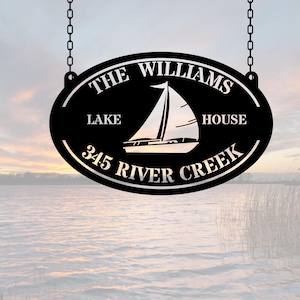 Customized Lake House Metal Sign, Welcome to Our Lake House Metal Sign, Personalized Outdoor Lake House Metal Sign, Lake Cabin Sign