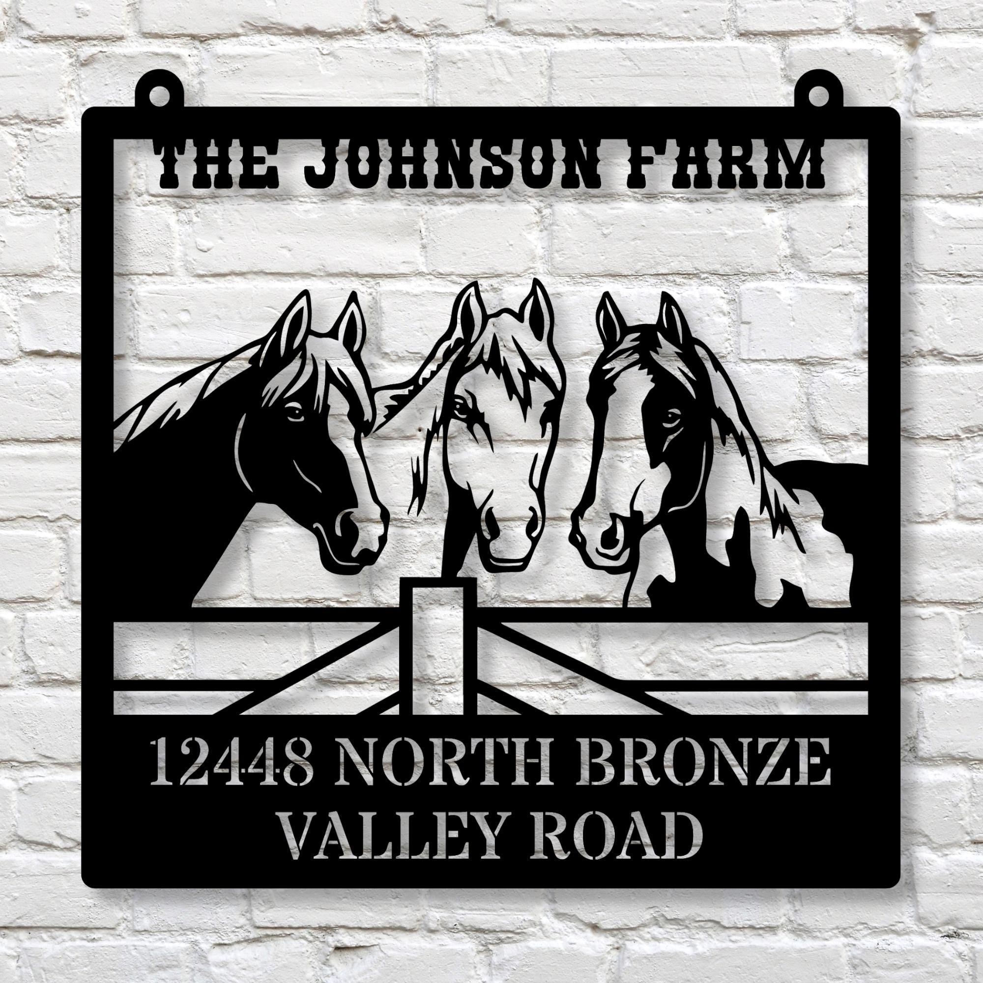 Horse Farm Address Metal Sign, Customized Ranch Metal Sign, Rustic ...