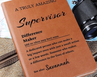 Difference Maker Journal, Unique Supervisor Gift, Personalized Colleague Friend Mentor Appreciation Gift, Custom Name Leather Journal