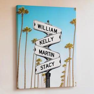 Personalized Family Street Sign, Coastal Themed Wall Art, Family Name Canvas Sign, Wedding Gift, Custom Family Names Wall Decor New Home Art
