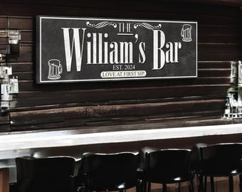 Personalized Bar Sign - Custom Name Established Date - Home Bar Decor