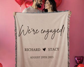 Engagement Party Blanket, Wedding Gift, Couples Woven Blanket, Engagement Proposal Decorations, Engagement Party Banner, Engagement Blanket