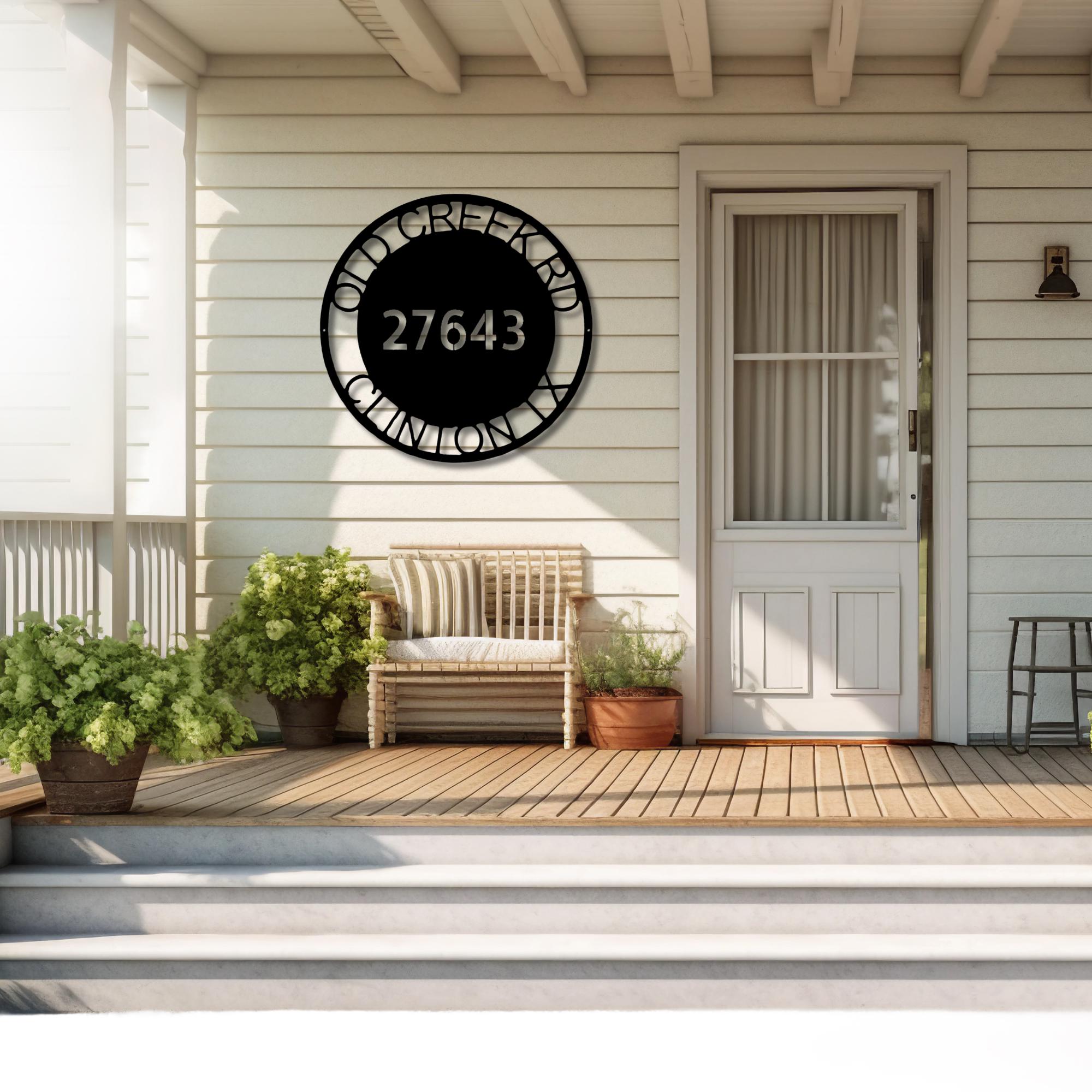 Round Metal Address Sign Circle Address Metal Sign, House Number Address Sign, Round Address ...