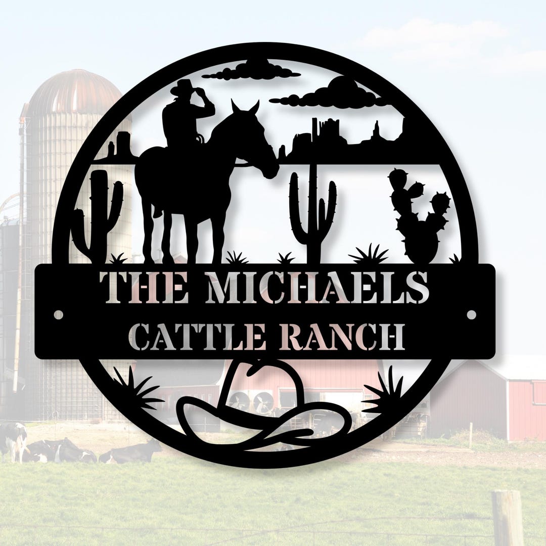 Personalized Cattle Ranch Metal Sign, Custom Ranch Decor, Rustic ...