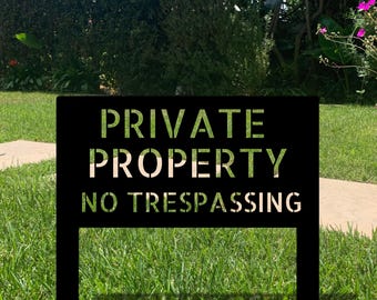 No Trespassing Outdoor Metal Stake Sign, Private Property Front Yard Sign, Custom Words Metal Stake Sign, New Home Sign, Outdoor Sign