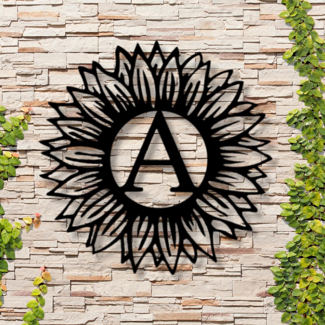 Outdoor Initial A Sign Custom Sunflower Initial Metal Sign, Farmhouse Metal Sign, Country ...