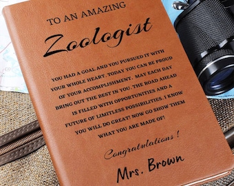 To A New Zoologist Journal, Custom Leather Journal Zoologist Graduation Gift, Personalized Name Journal Zoologist Appreciation Gift, New Job