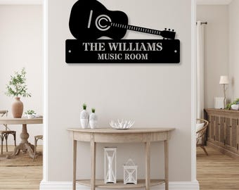 Custom Guitar Metal Sign, Personalized Music Room Wall Decor