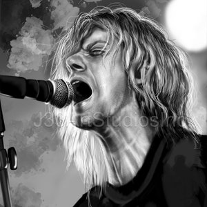Kurt Cobain, Hand Drawn Digital Print