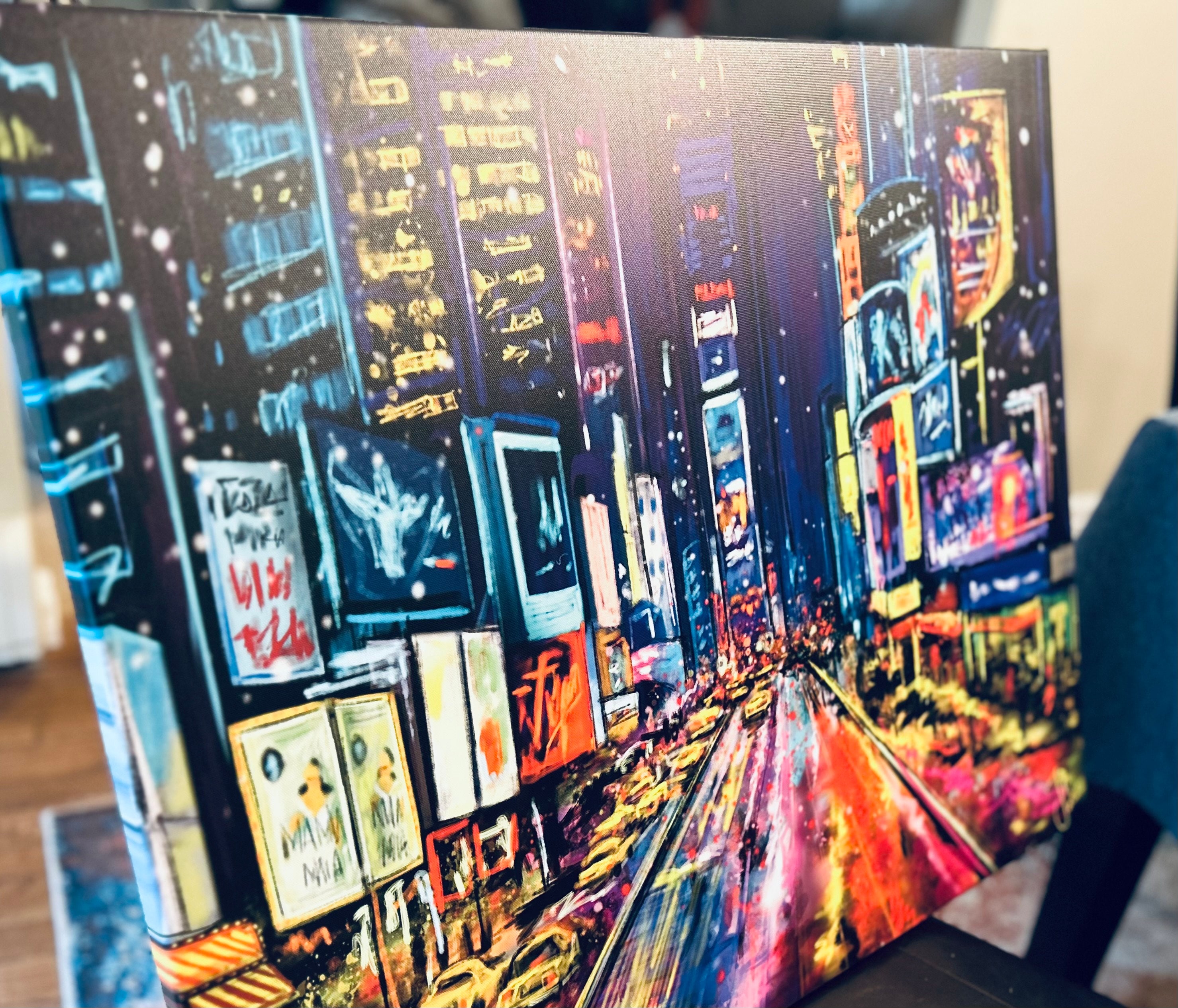 New York City Neon Lights, Hand Drawn Digital Print - Etsy