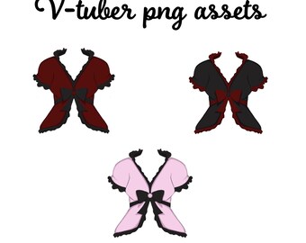 VTuber Asset Top Pack | Frilly Ribbon PNGTuber Cardigan Overlay | Goth Lolita Anime Twitch Stream Clothing PNG