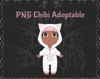 Chibi Cat Onesie Adoptable | PNGTuber Asset | Transparent VTuber Streamer Avatar | Chibi Digital Download
