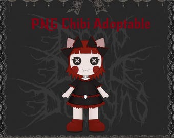Chibi Vampire Neko Adoptable | PNGTuber Asset | Transparent VTuber Streamer Avatar | Chibi Digital Download