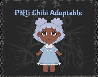 Pastel Blue Chibi Adoptable | PNGTuber Asset | Transparent VTuber Streamer Avatar | Chibi Digital Download