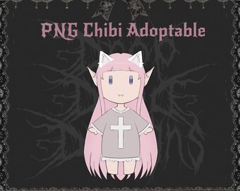 Chibi Pastel Goth Elf Adoptable | PNGTuber Asset | Transparent VTuber Streamer Avatar | Chibi Digital Download