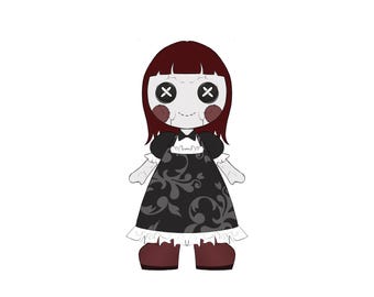 Creepy Broken Porcelain Doll Chibi Adoptable | Cute Gothic Lolita Character Design | Spooky Anime Girl OC | Digital Download
