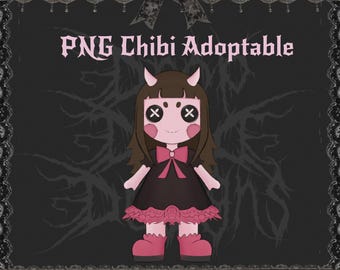 Rag-Doll Demon Chibi Adoptable | PNGTuber Asset | Transparent VTuber Streamer Avatar | Chibi Digital Download