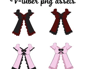 VTuber Asset Top Pack | Frilly Ribbon PNGTuber Cardigan Overlay | Goth Lolita Twitch Stream Clothing PNG