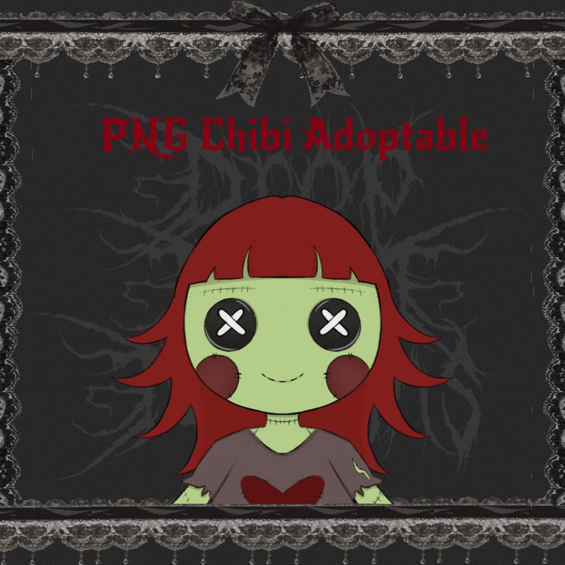 Frankenstein Chibi Adoptable | PNGTuber Asset | Transparent VTuber Streamer Avatar | Chibi Digital Download image 2