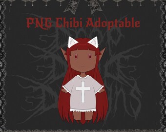 Chibi Pastel Goth Elf Adoptable | Cute Fairy Tale Character Design | Fantasy RPG Anime Girl OC | Digital Download Art PNG Asset