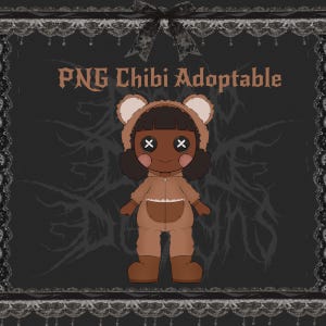 Chibi-Teddybär mit Knopfaugen zum Adoptieren | PNGTuber-Asset | Transparenter VTuber-Streamer-Avatar | Chibi-Digital-Download