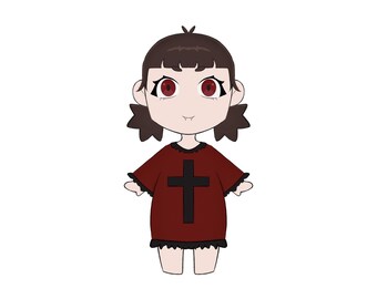 Halloween Chibi Gothic Demon Girl Adoptable | Cute Vampire Bat Character Design | Spooky Anime OC | Digital Download Art PNG