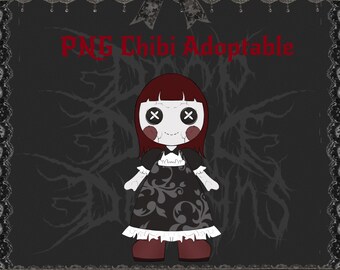 Broken Porcelain Doll Chibi Adoptable | PNGTuber Asset | Transparent VTuber Streamer Avatar | Chibi Digital Download